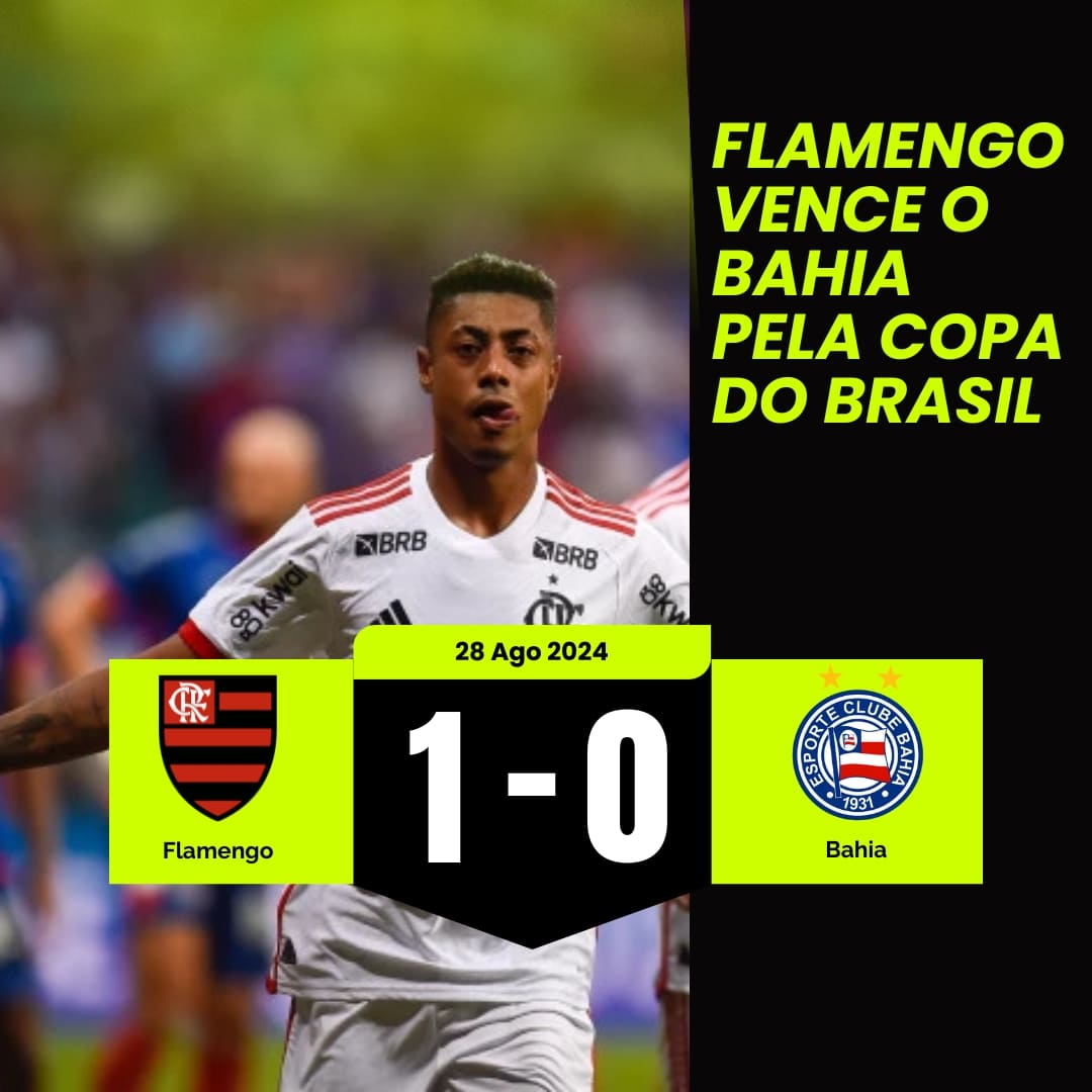 Flamengo vence o Bahia no jogo de ida da Copa do Brasil.