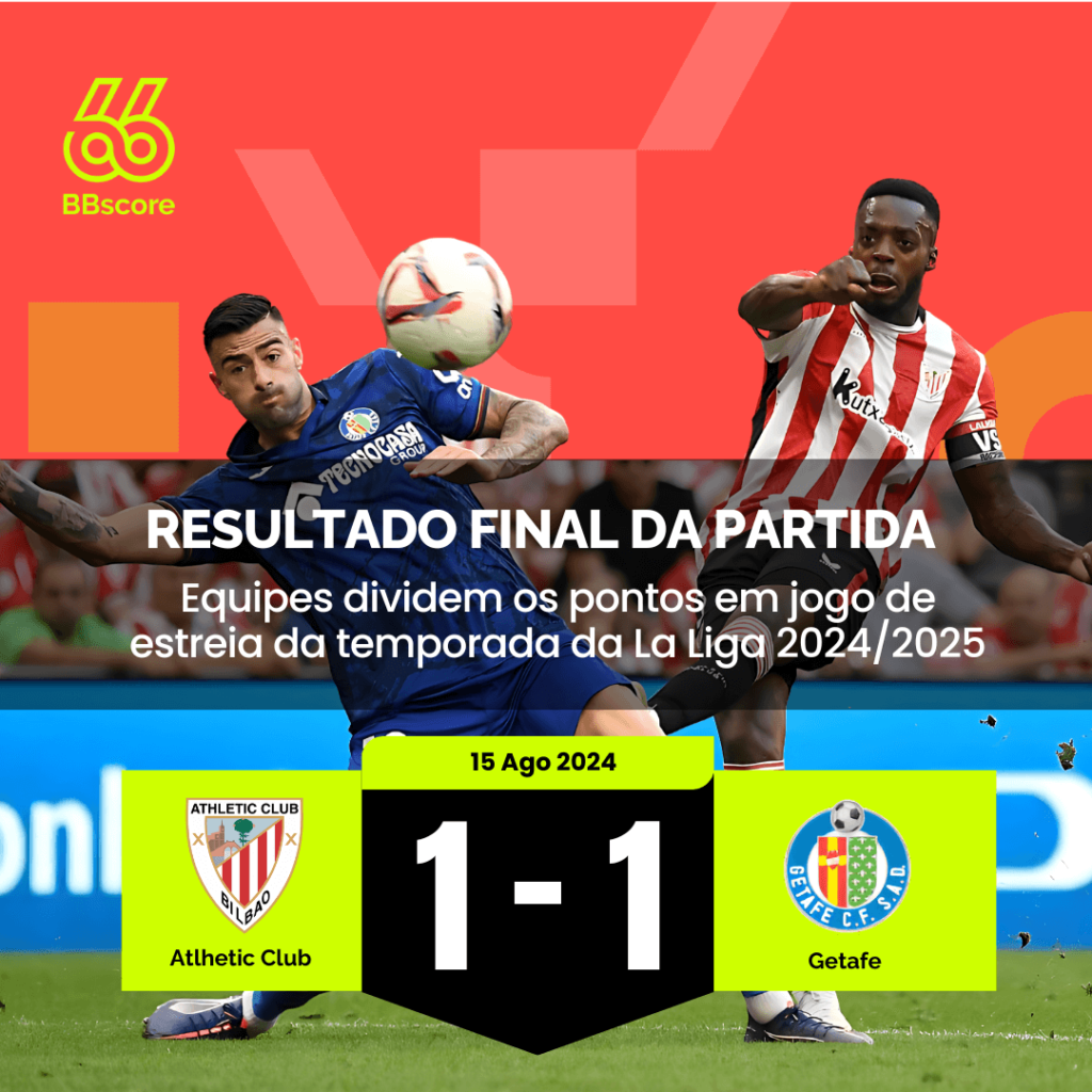 Tudo igual para Athletic Bilbao e Getafe no San Mamés