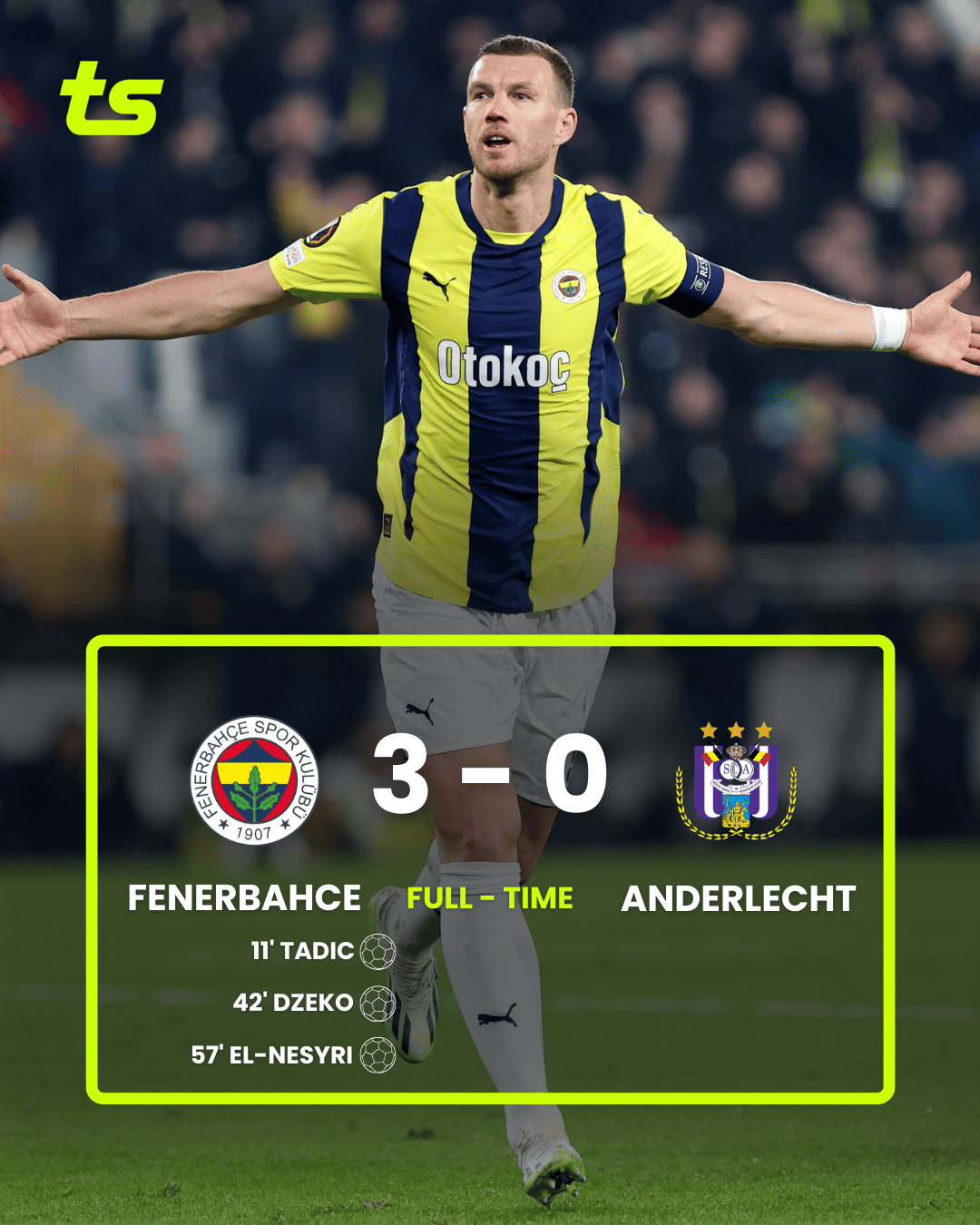 Fenerbahce thrashes Anderlecht and moves closer qualification