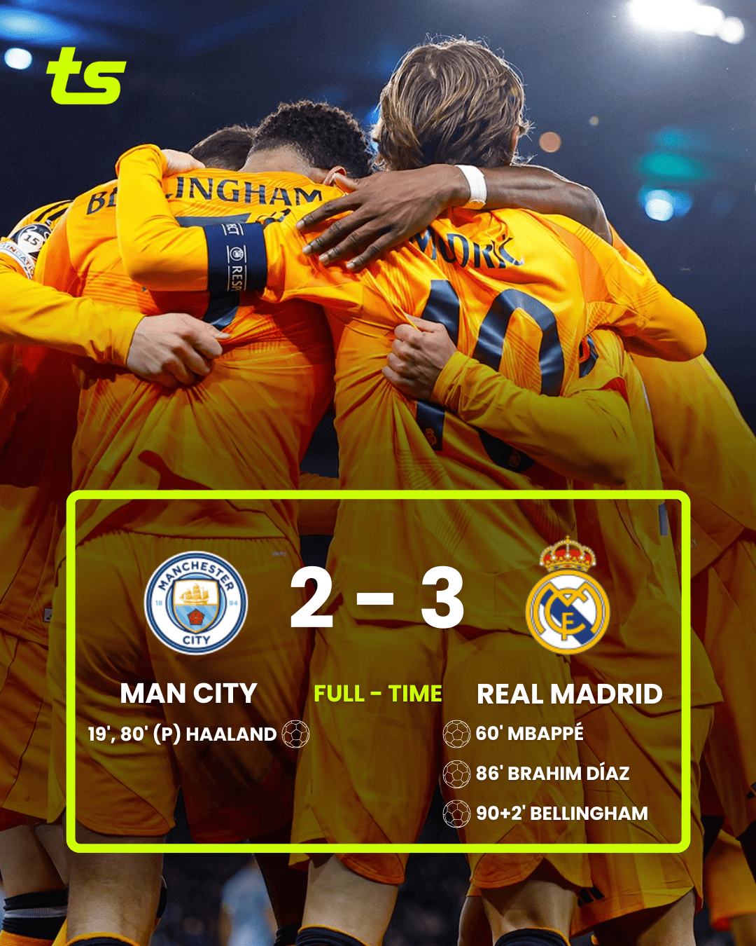 Real Madrid defeats Man City in England in a thrilling match