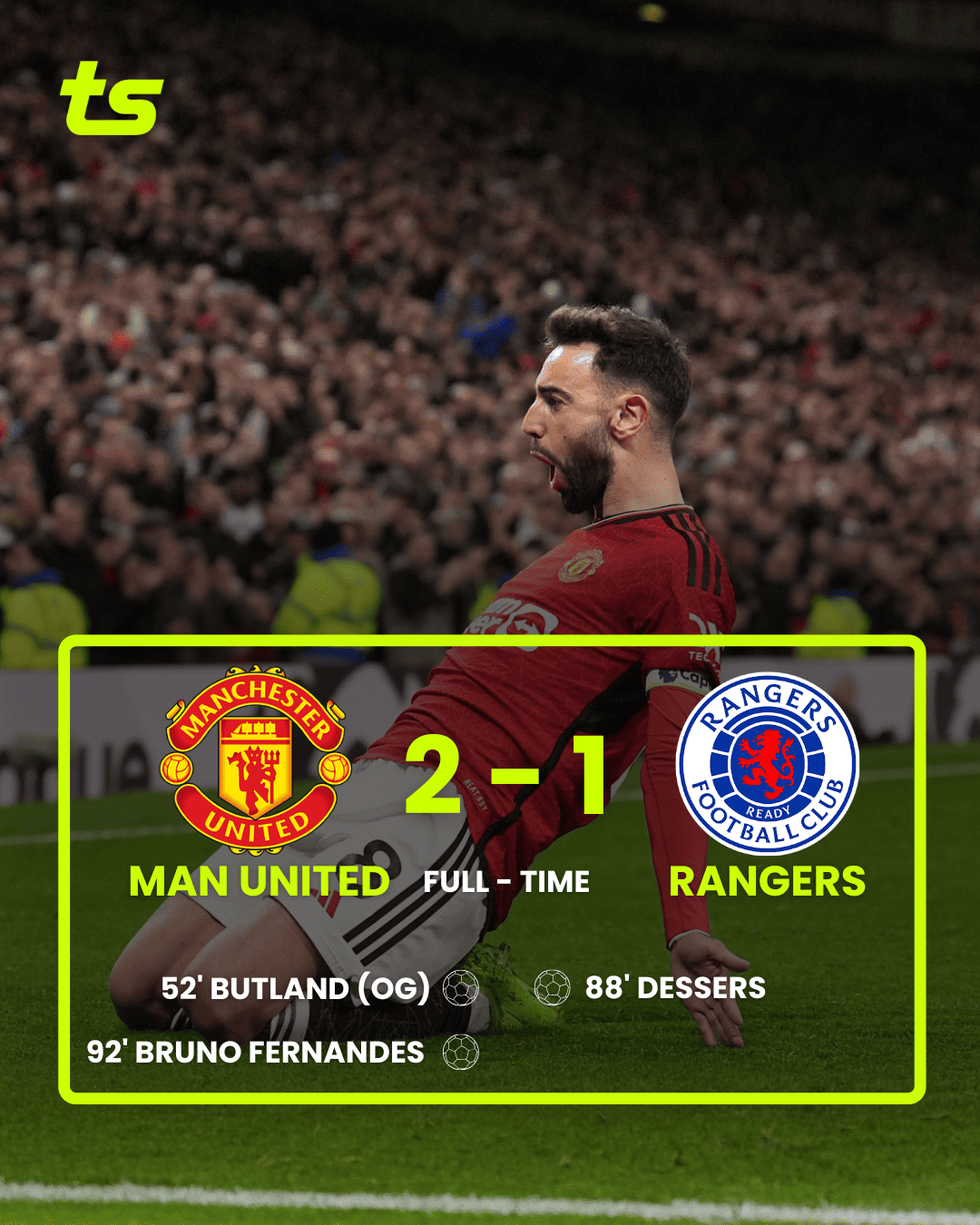 United beats Rangers and advances to the Europa League playoffs