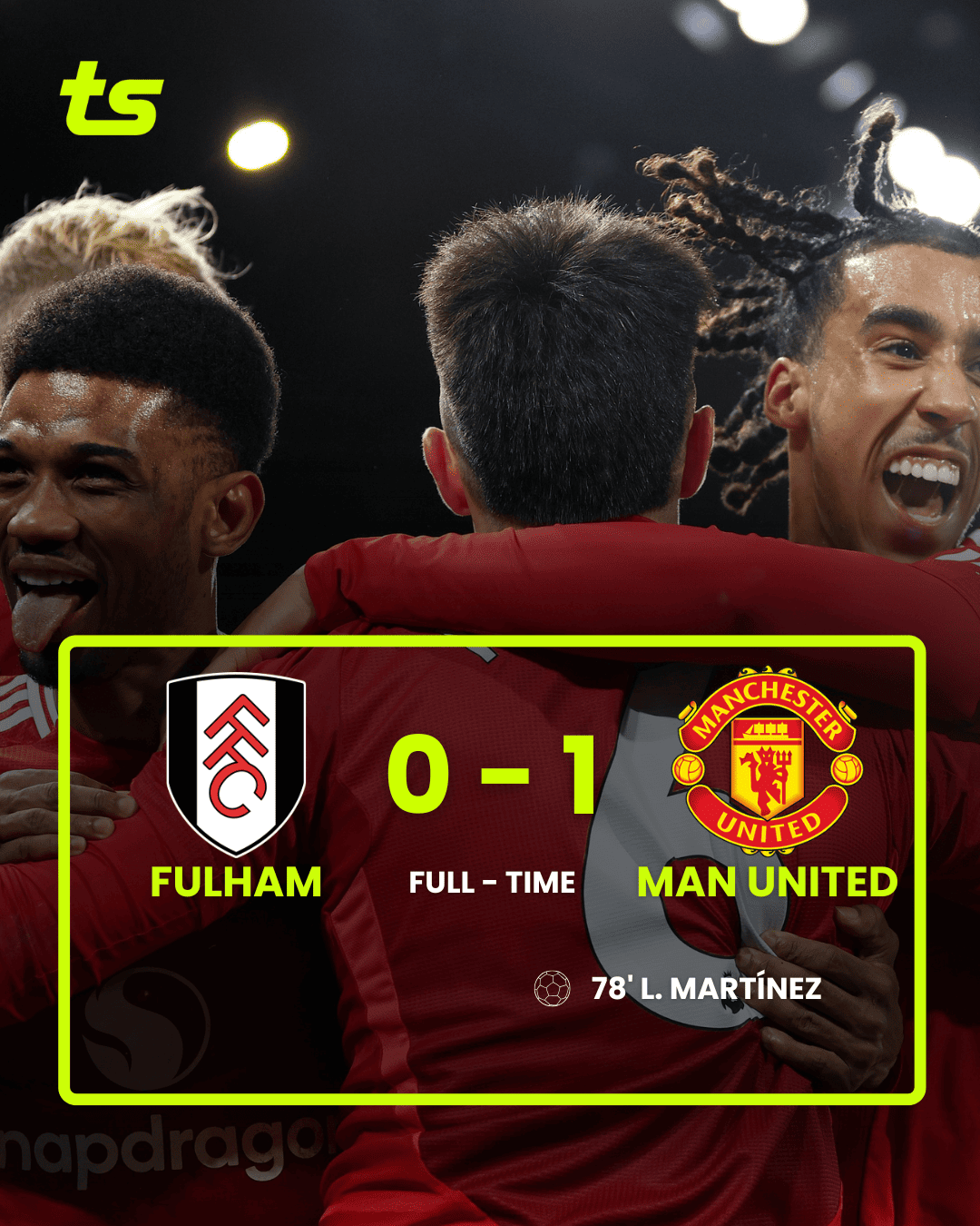 United suffers but wins 1-0 against Fulham away, climbing the table