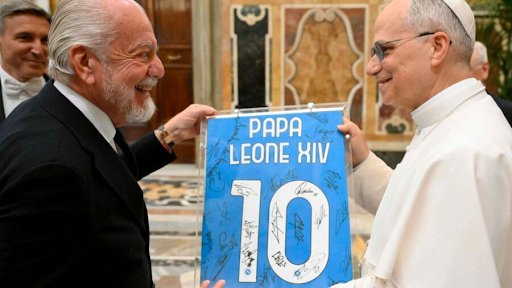 Pope Leo XIV receives football team delegation at the Vatican